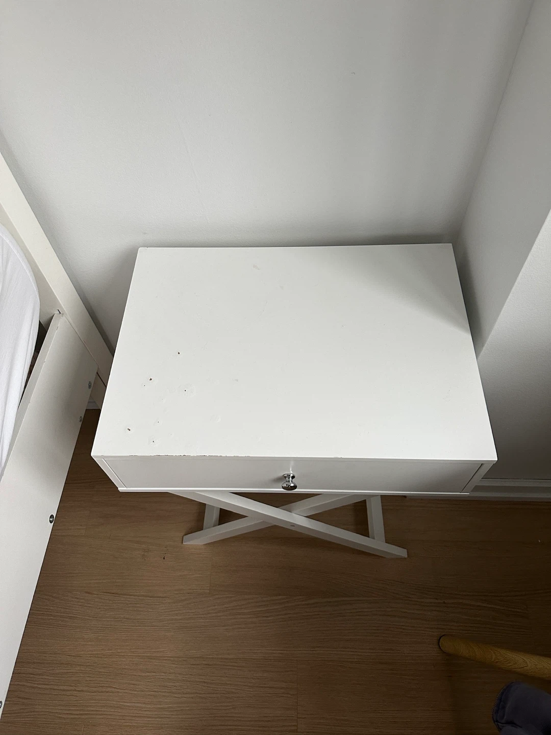 White Side Table with Drawer - photo 2