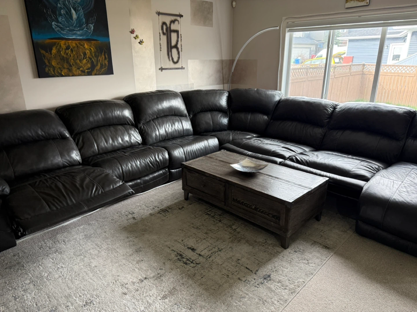 Black Leather Sectional
