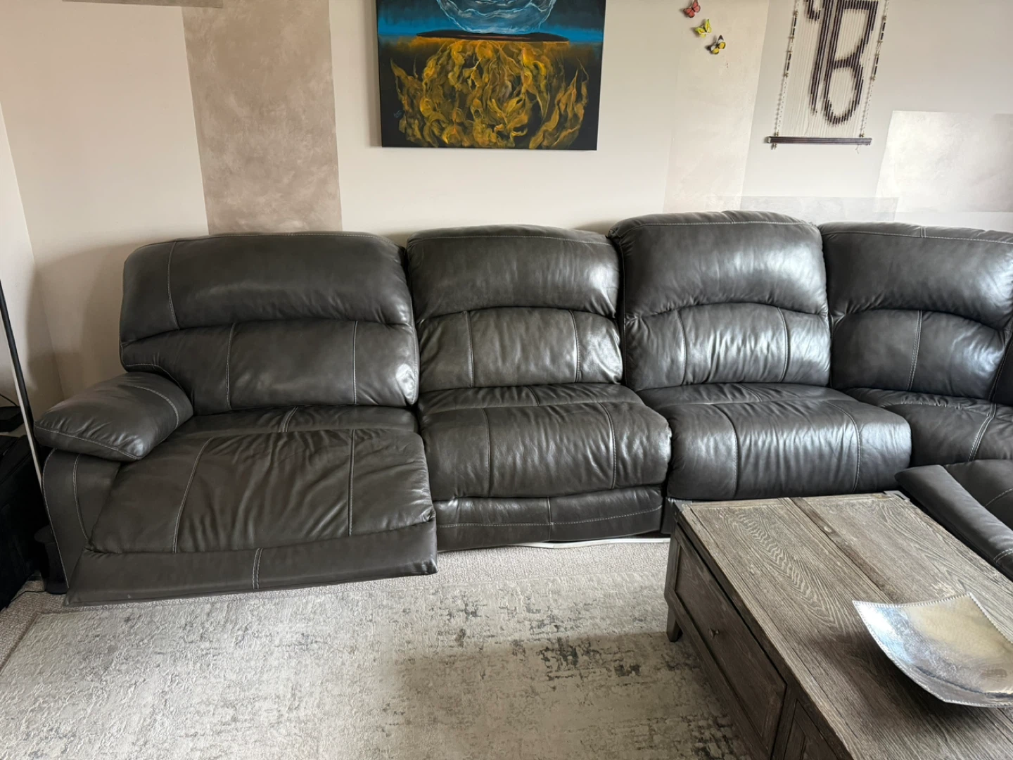Black Leather Sectional - photo 2