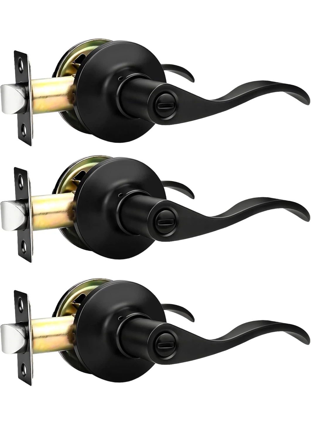 Black Wave Door Lever Set (3 Pack) D3K