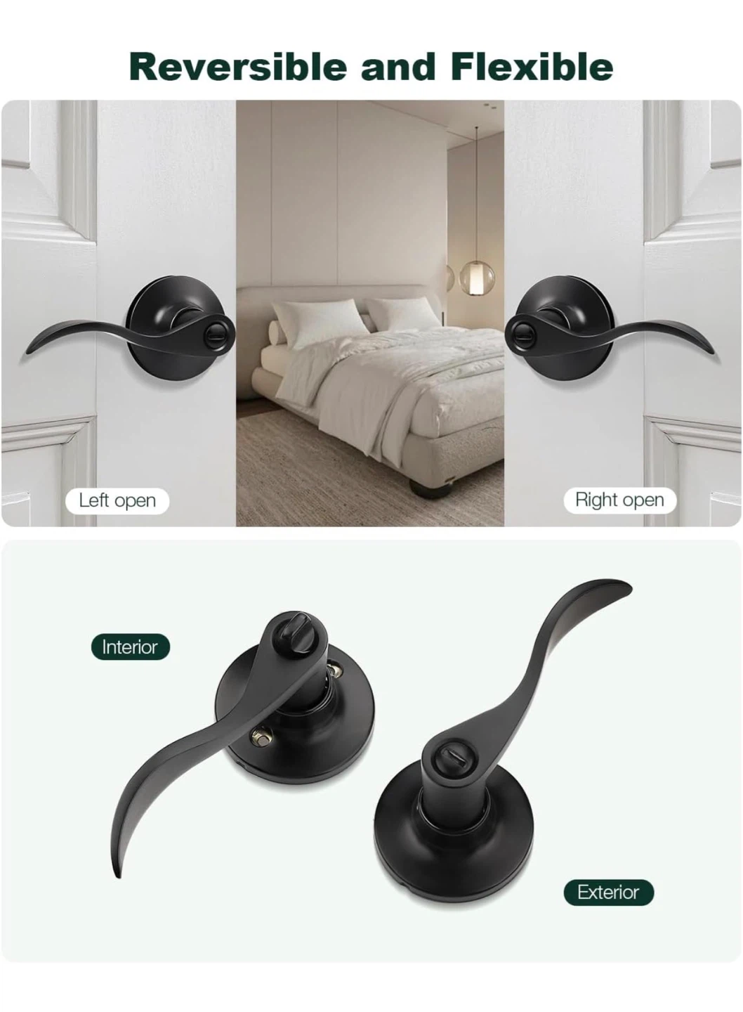Black Wave Door Lever Set (3 Pack) D3K - photo 4