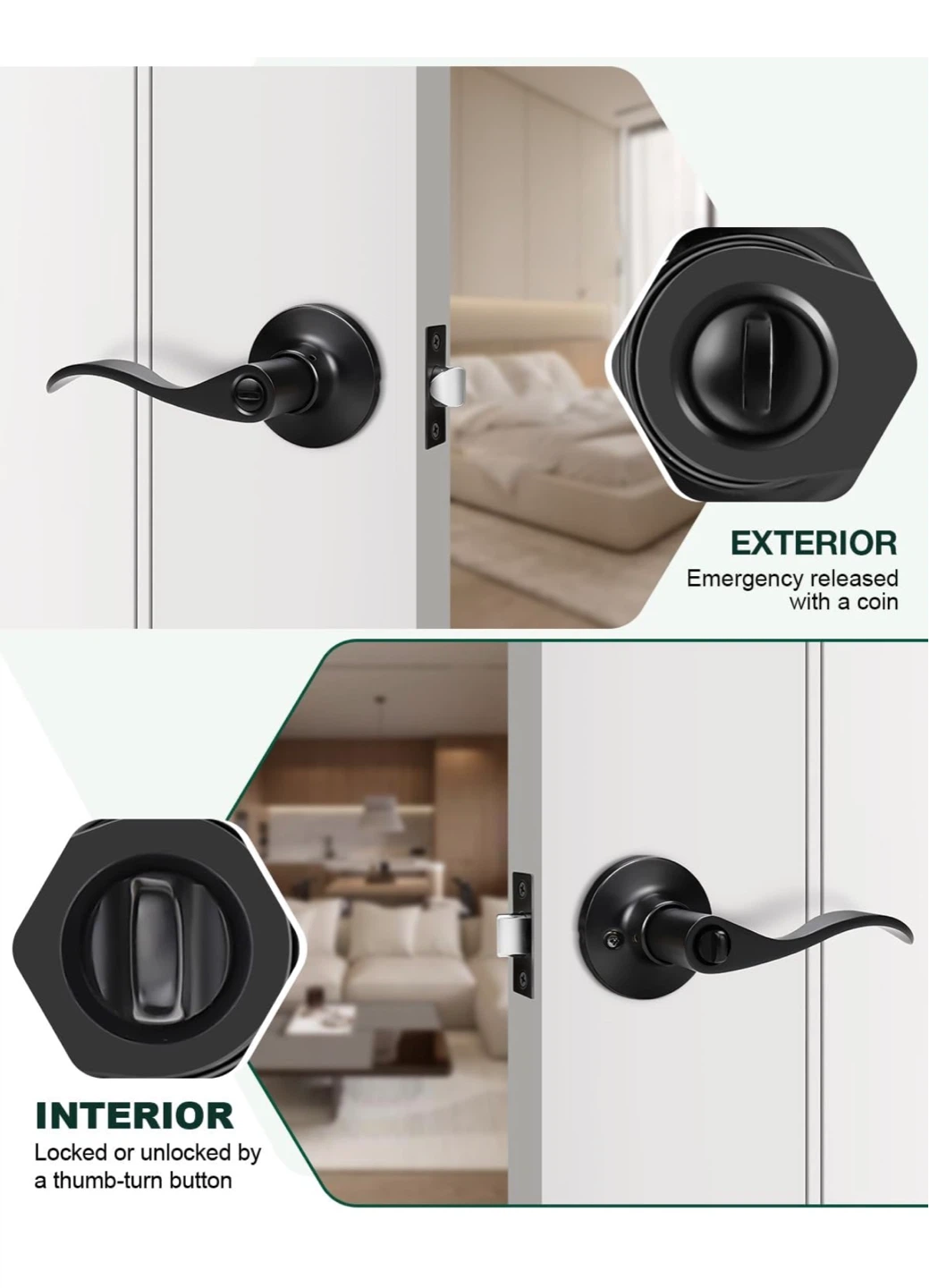 Black Wave Door Lever Set (3 Pack) D3K - photo 3