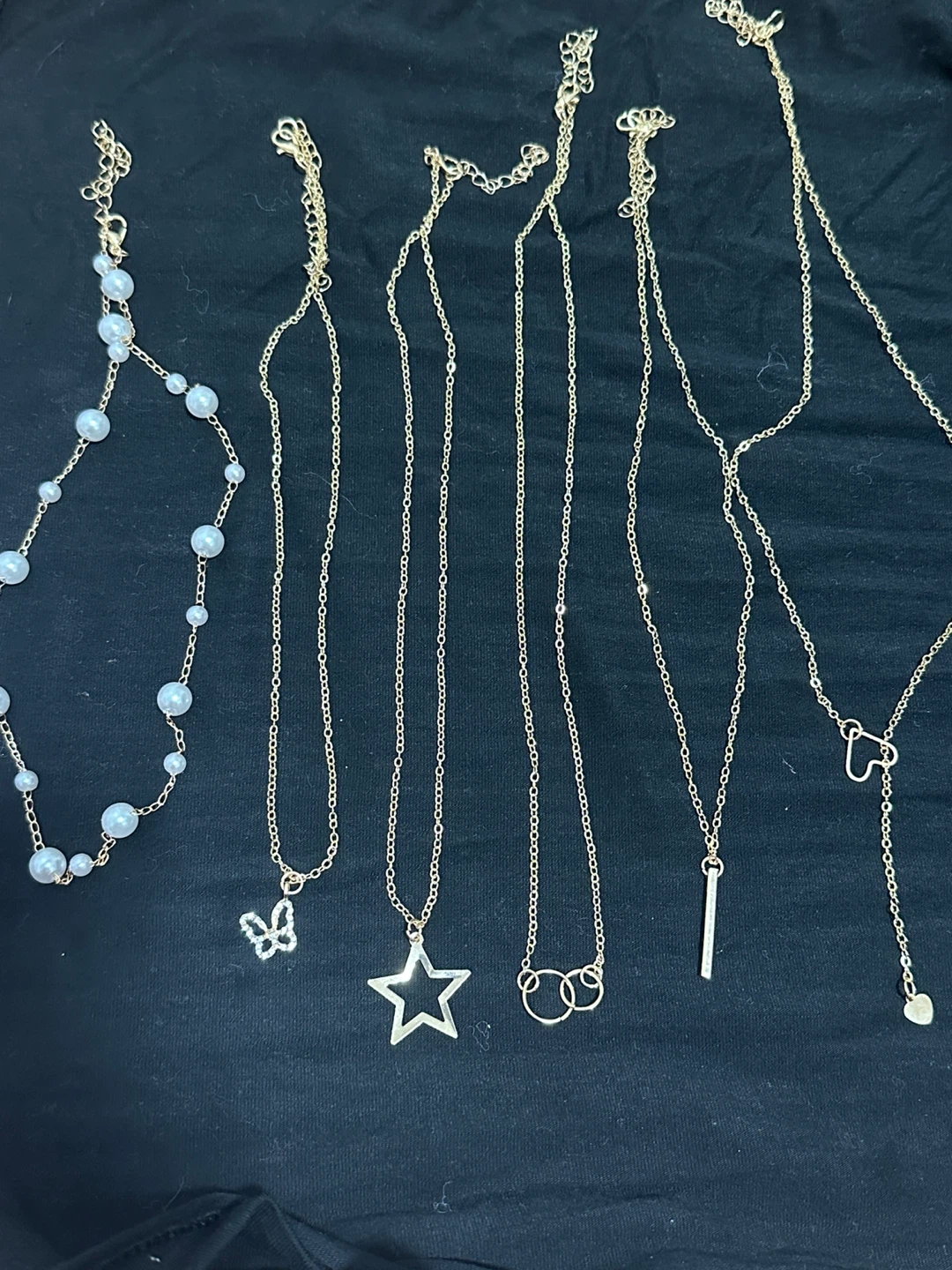 Set of 6 Dainty Necklaces with Charms