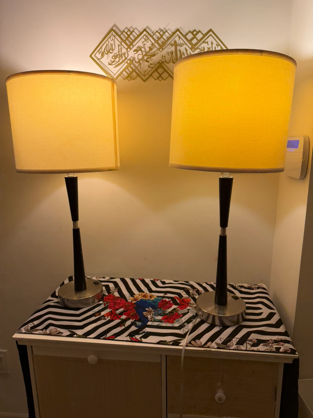 Pair of  Lamps with Dark Bases