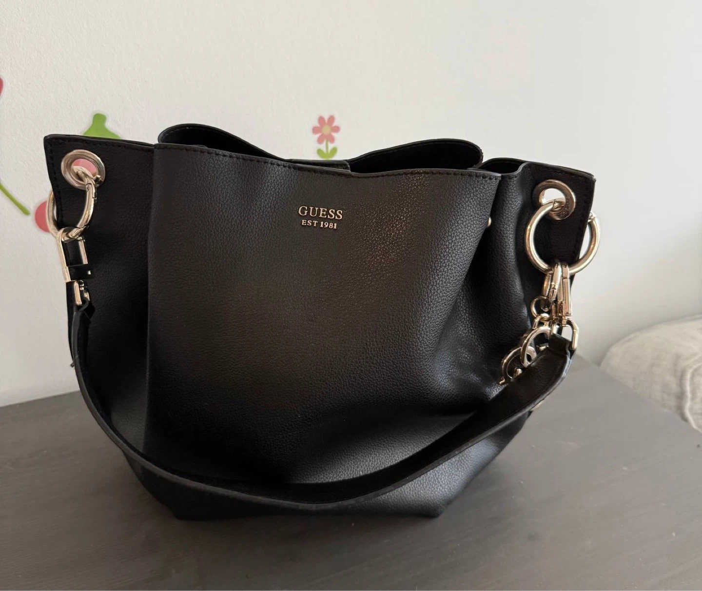 Black Guess Bucket Bag