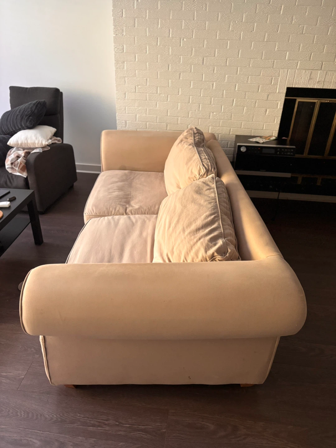 Light Beige Sofa with Throw Pillows - photo 2