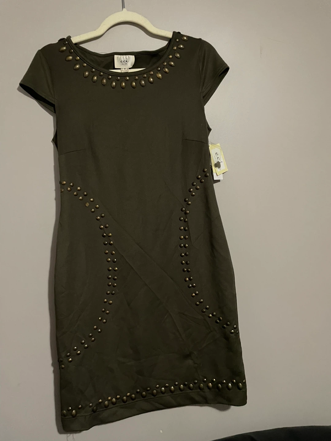 ECI New York Olive Green Studded Dress Size 6