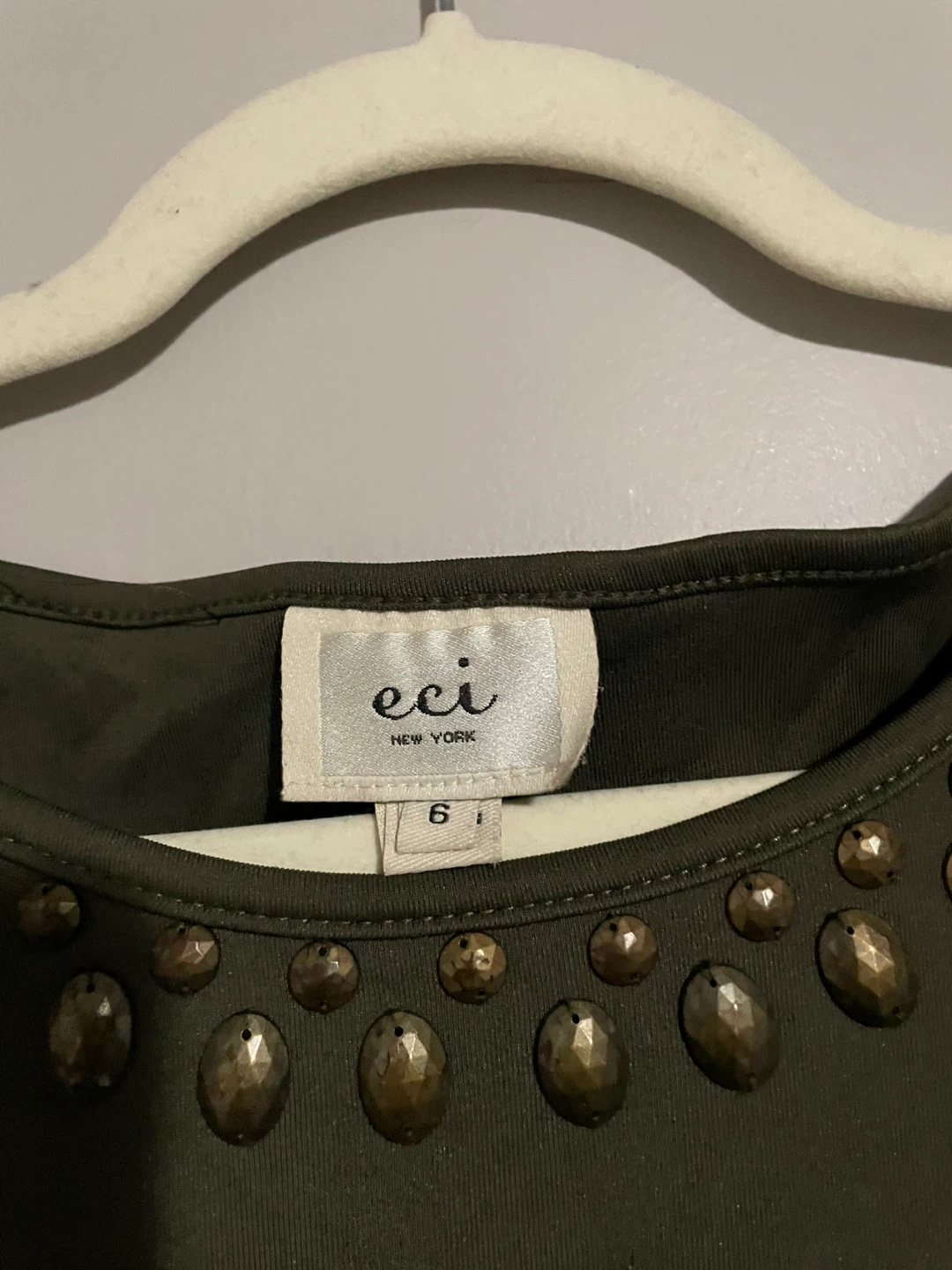 ECI New York Olive Green Studded Dress Size 6 - photo 2