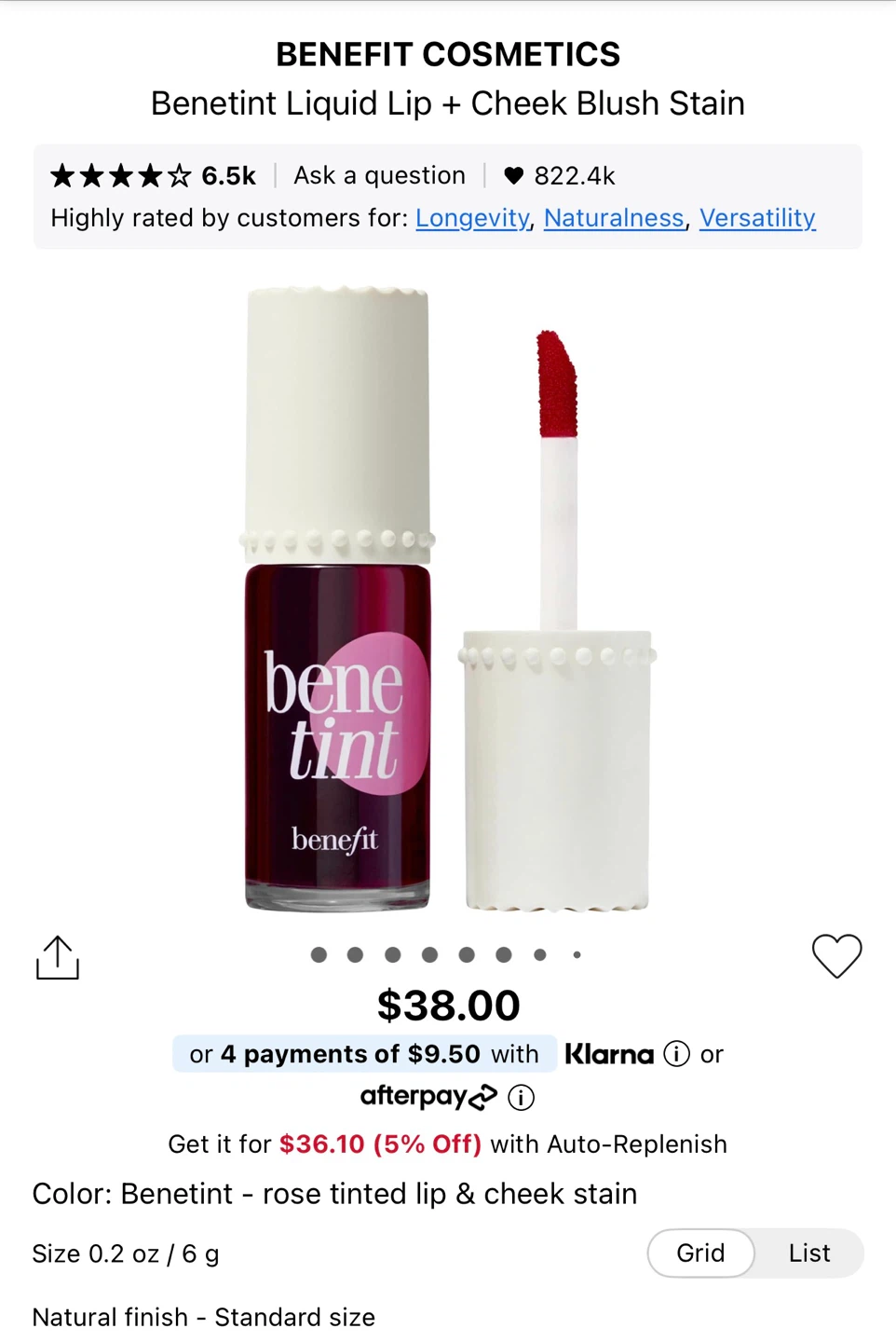 Benefit Cosmetics Benetint Liquid Lip + Cheek Stain