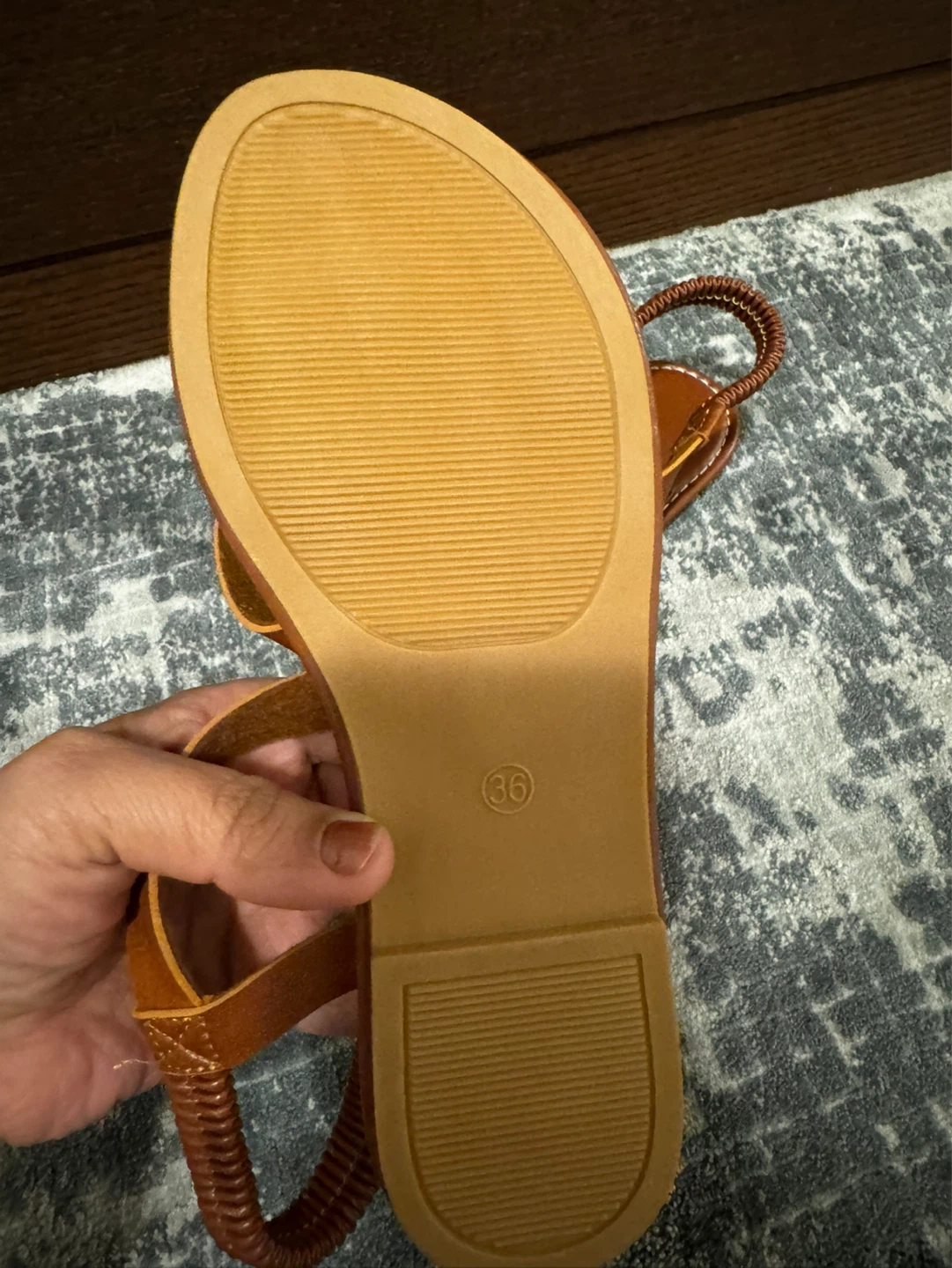 Brown Faux Leather Strap Sandals Size 36 - photo 3