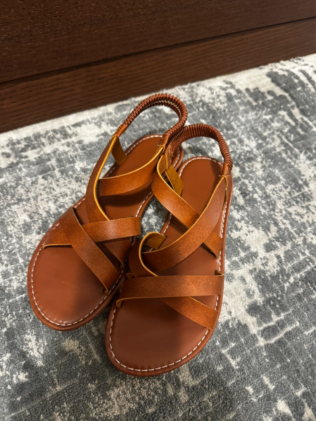 Brown Faux Leather Strap Sandals Size 36 - photo 2