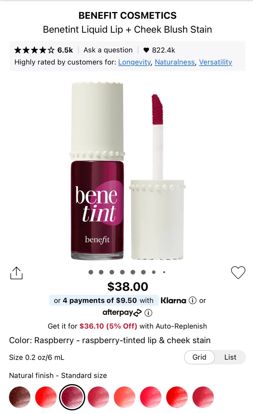 Benefit Cosmetics Benetint Liquid Lip + Cheek Stain - Raspberry