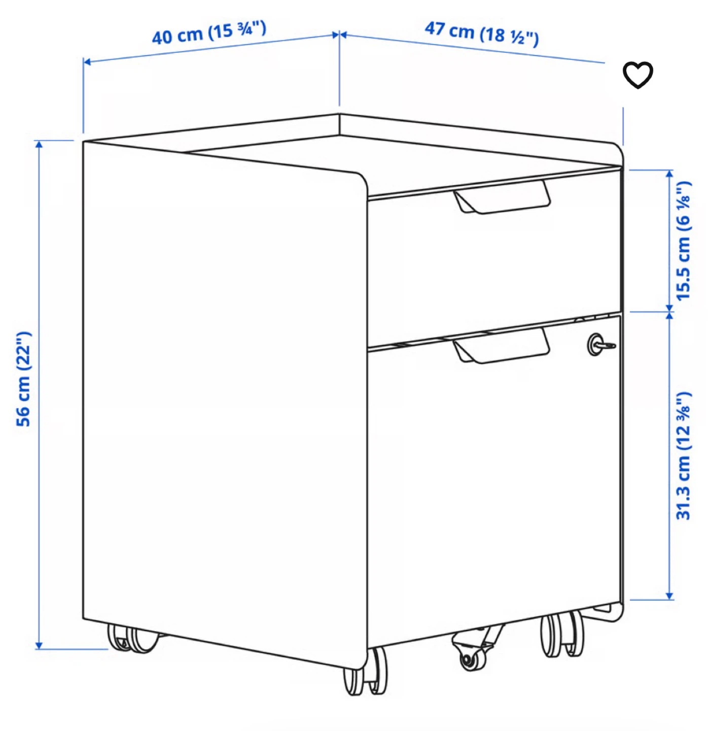 Drawer unit on casters, white - photo 4