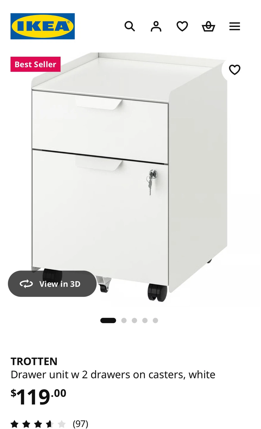 Drawer unit on casters, white - photo 5