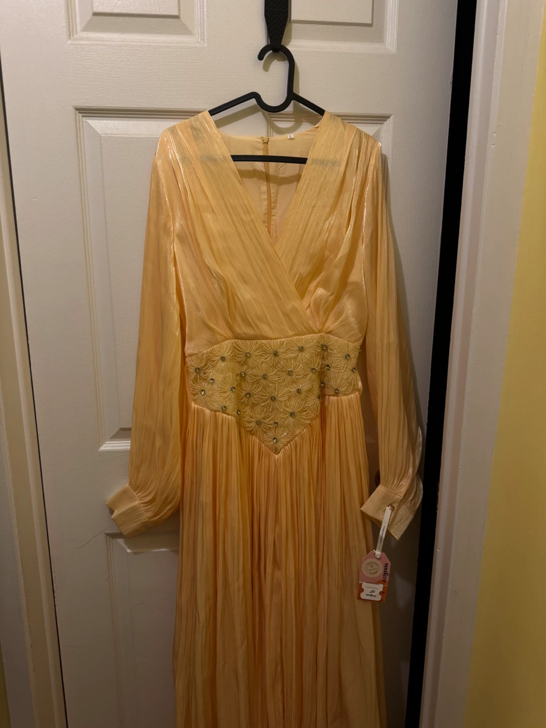 Sunfere Women's Yellow Beaded Waist Maxi Dress - photo 2