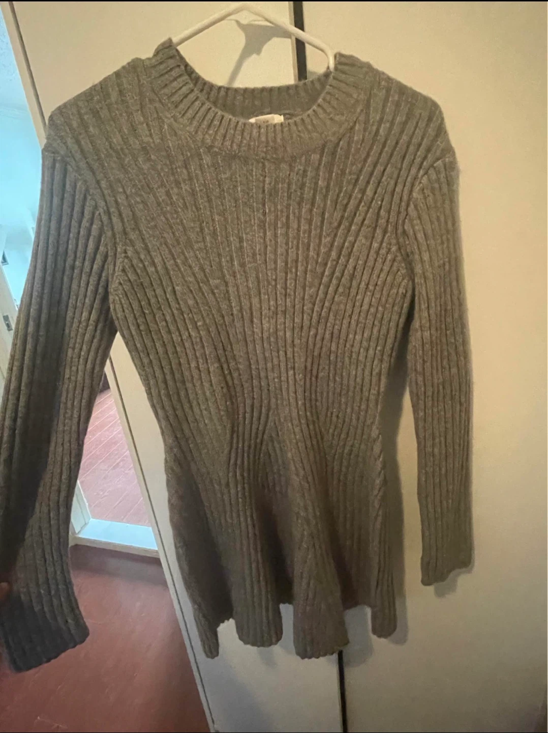 H&M Grey Ribbed Sweater Dress - Medium