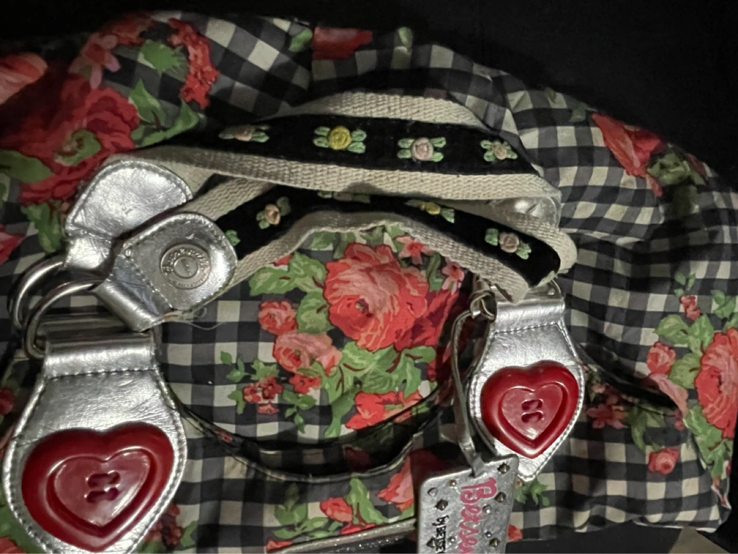 Betsey Johnson purse with floral and gingham pattern - photo 4