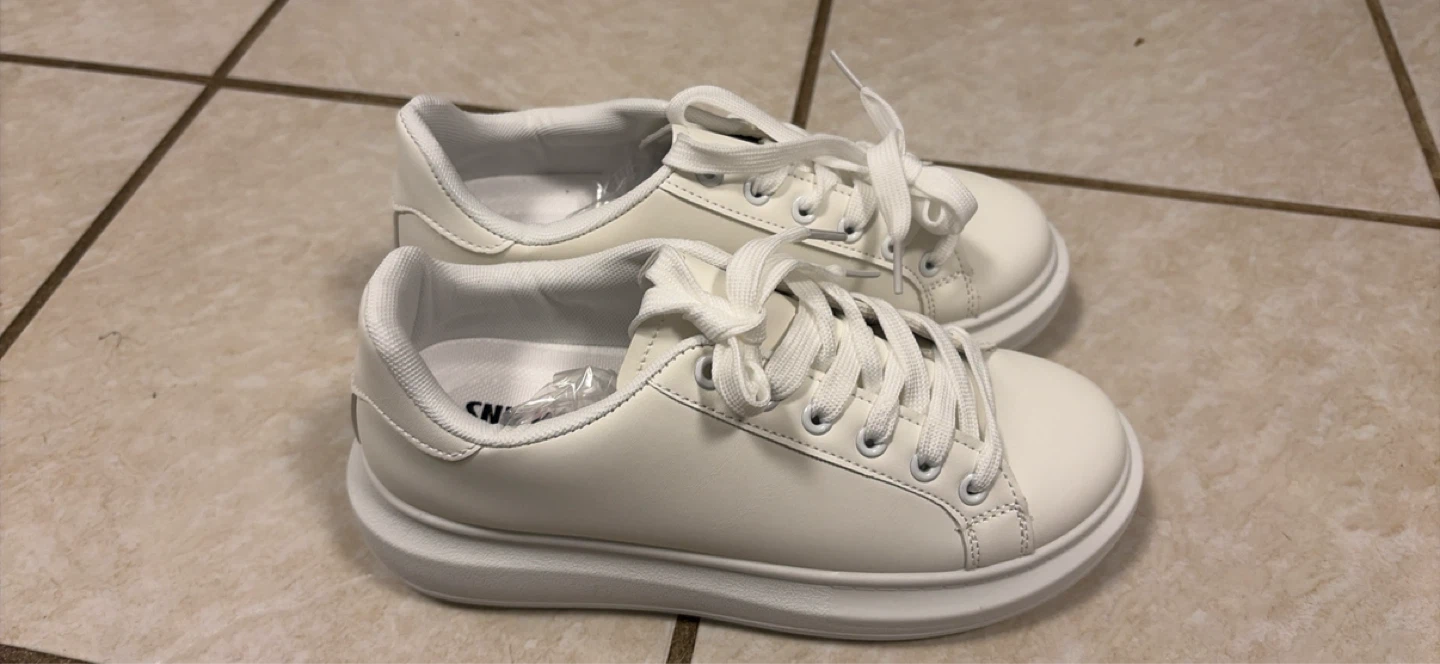 White "SNKS" Platform Sneakers Women size 7 - photo 3