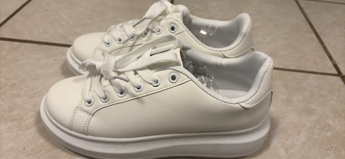 White "SNKS" Platform Sneakers Women size 7 - photo 2
