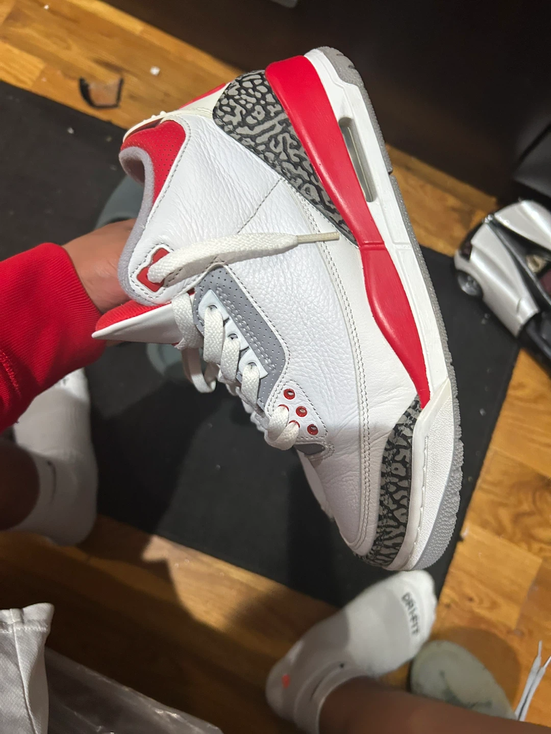 Nike Air Jordan 3 Retro White Red Elephant Print - photo 3