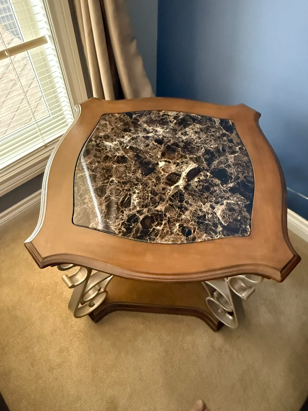 Coffee Table with Faux Marble Top & Matching Side Table - photo 5