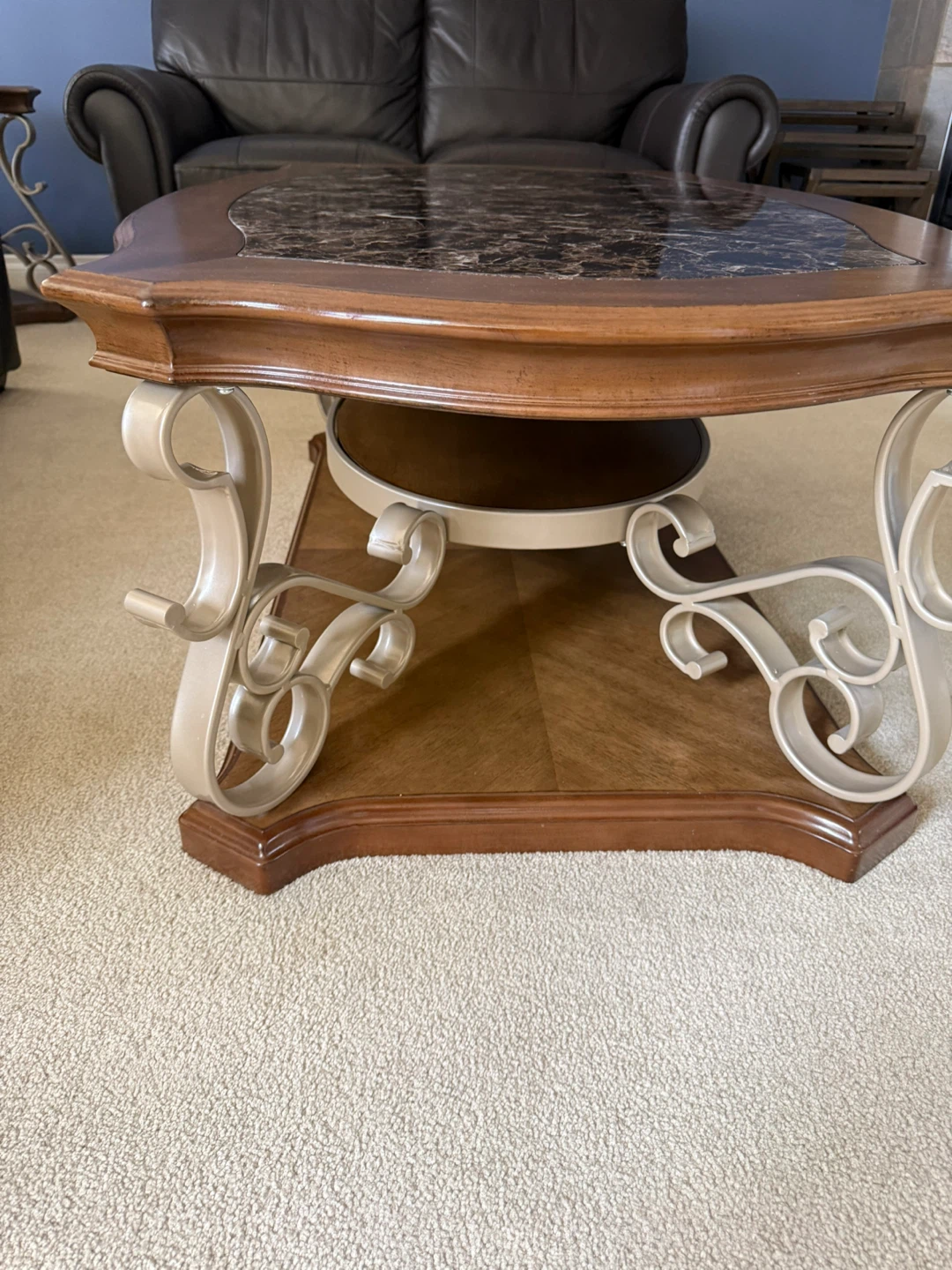 Coffee Table with Faux Marble Top & Matching Side Table - photo 3
