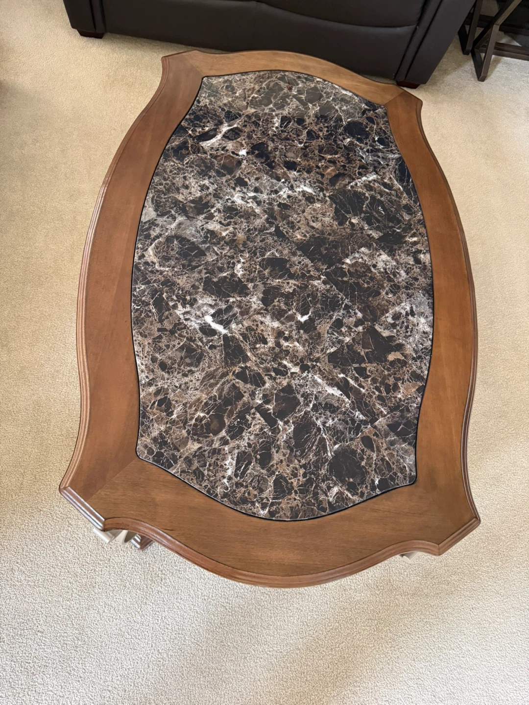 Coffee Table with Faux Marble Top & Matching Side Table - photo 2