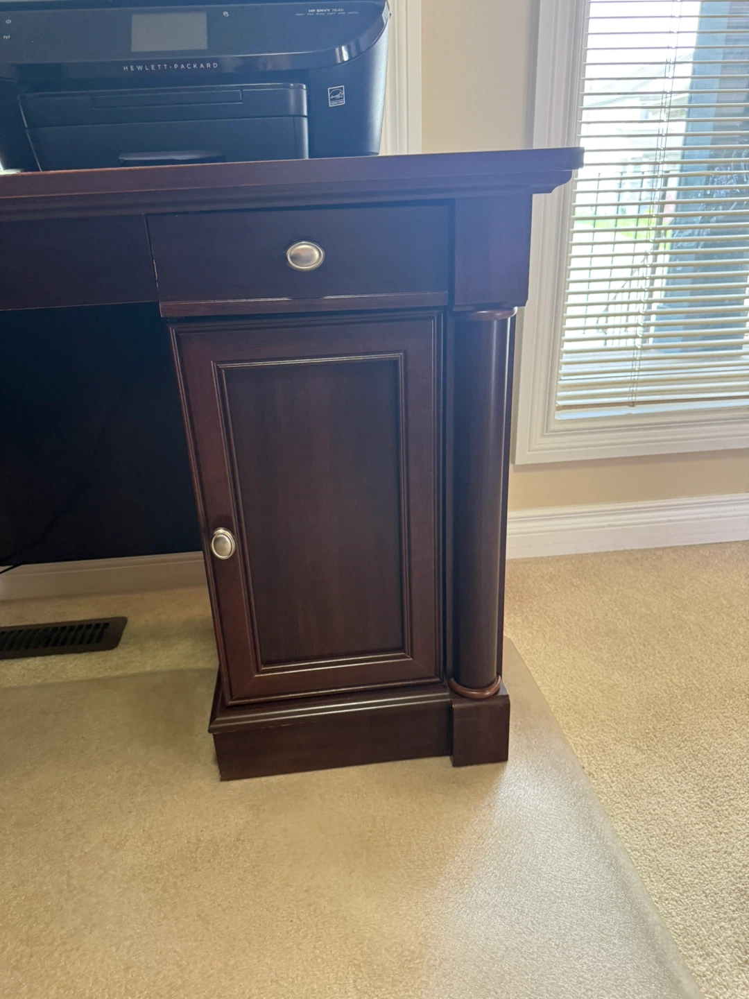 Mahogany L-Shaped Desk with Drawers and Cabinet - photo 3