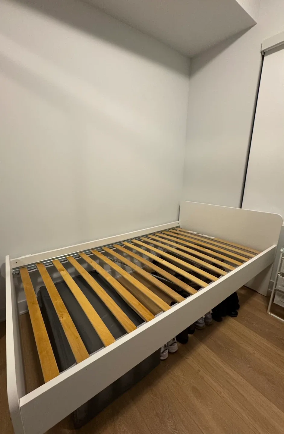 White Twin Bed Frame with Slats - photo 3