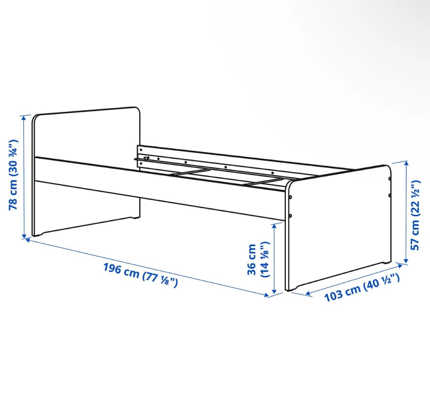 White Twin Bed Frame with Slats - photo 5