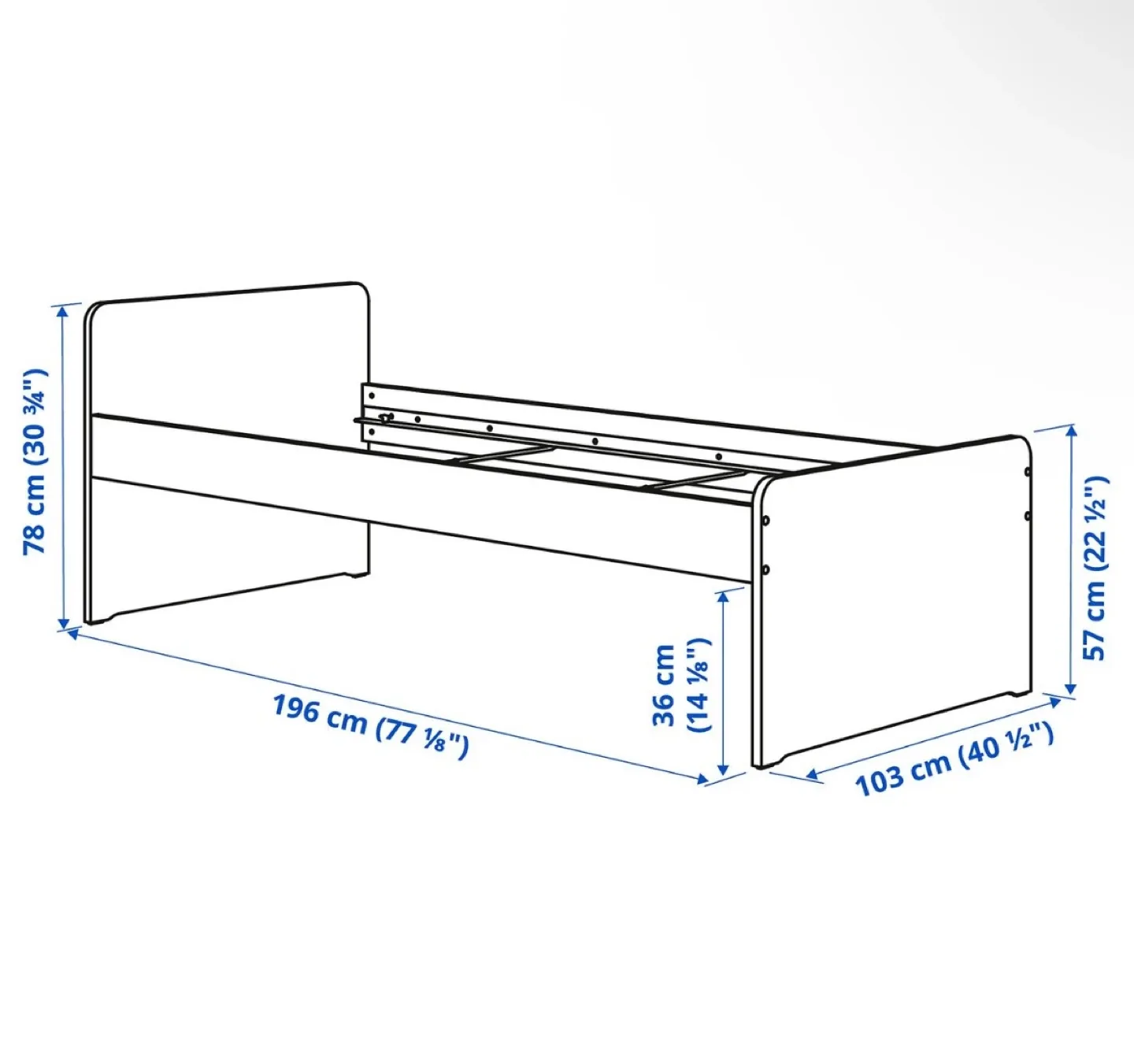 White Twin Bed Frame with Slats - photo 5