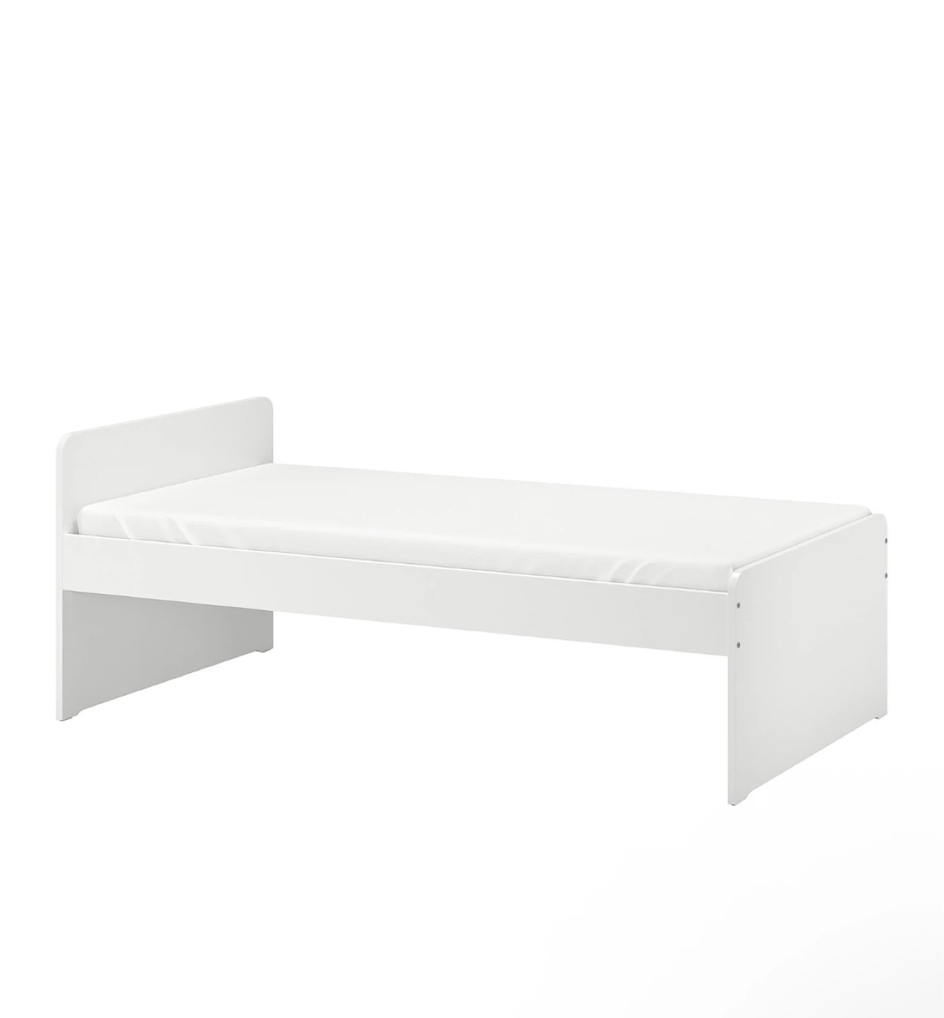 White Twin Bed Frame with Slats - photo 4