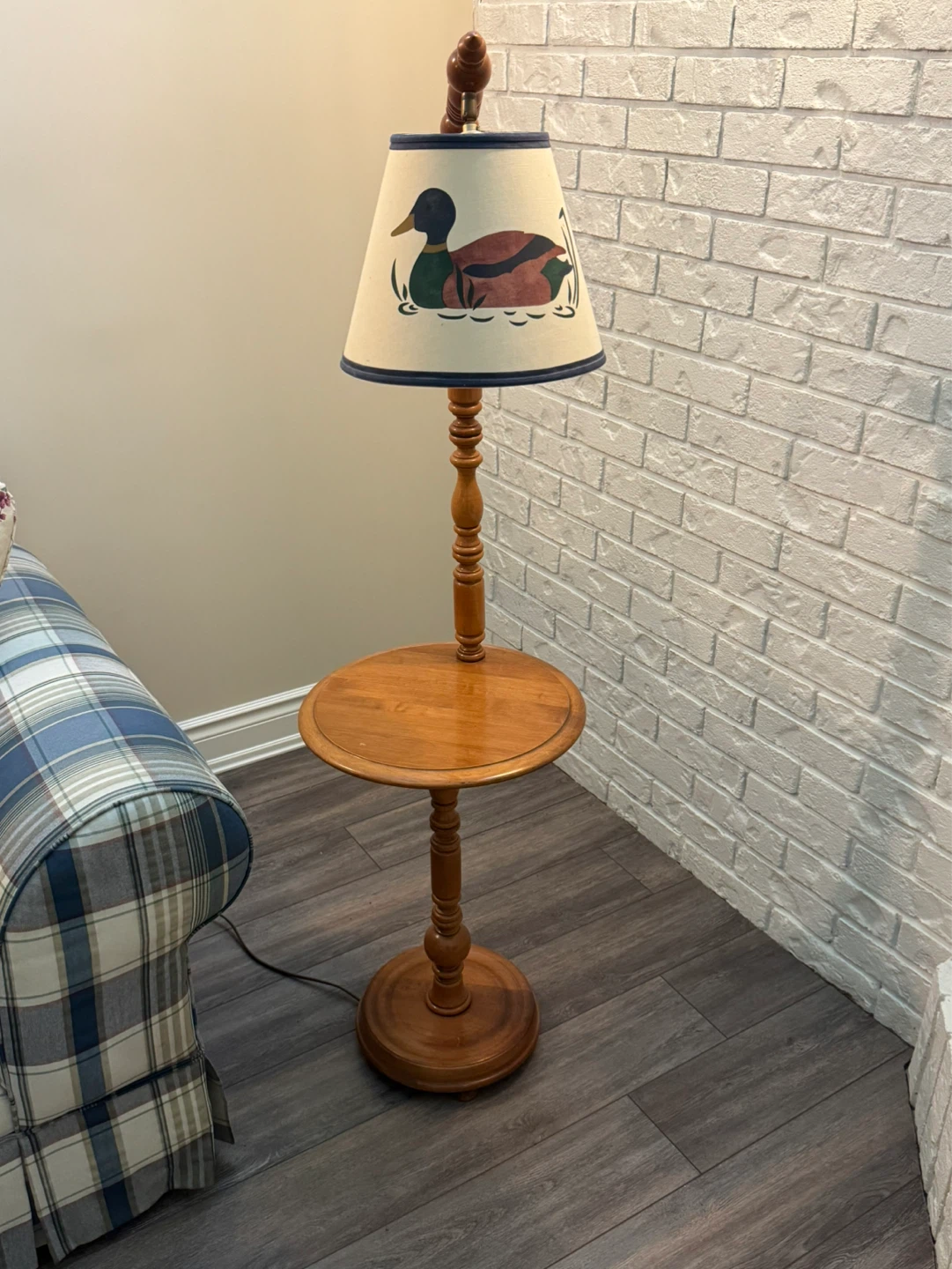 Roxton Maple Floor Lamp with Duck Shade