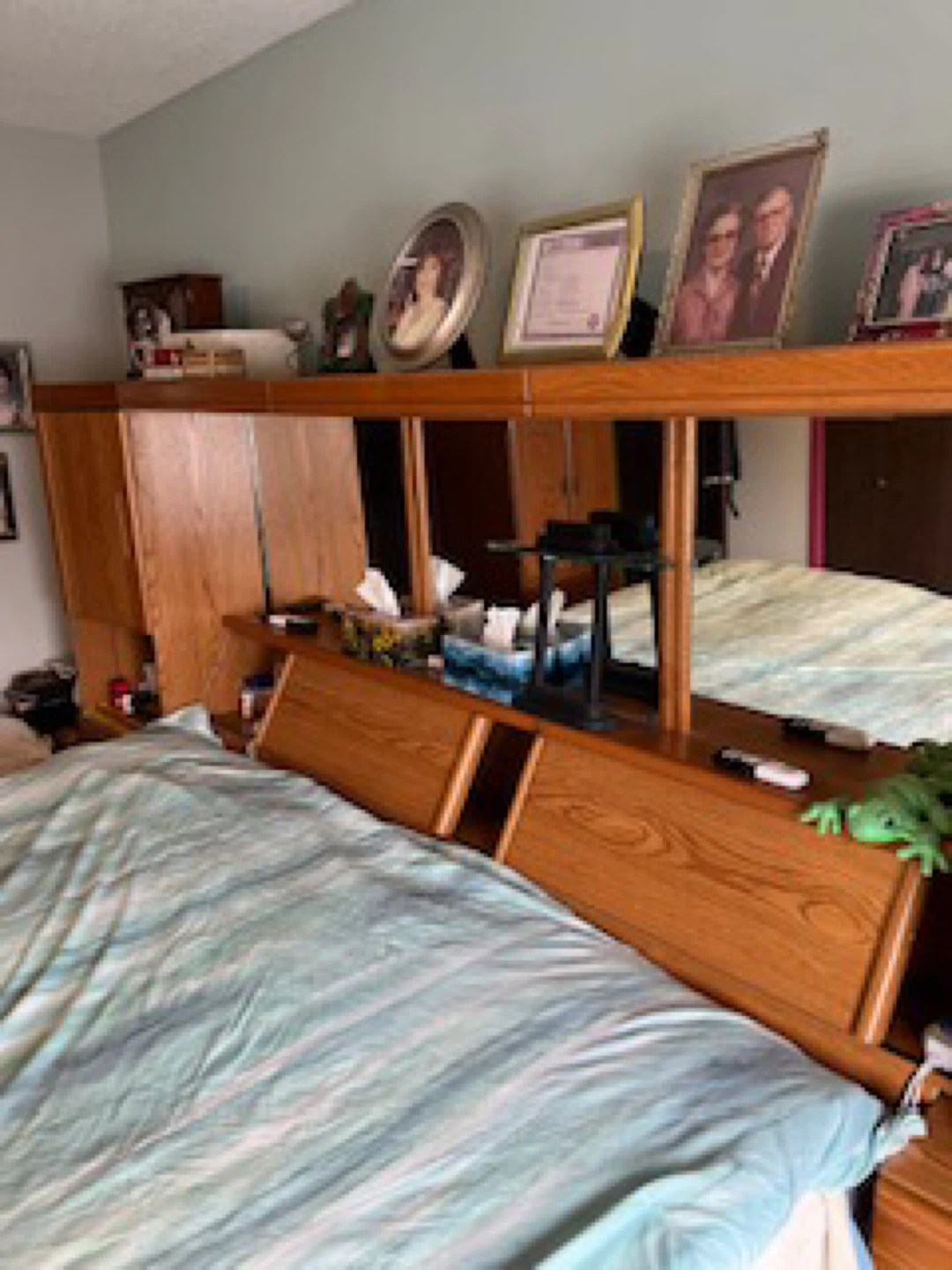 Wood Headboard with Storage
