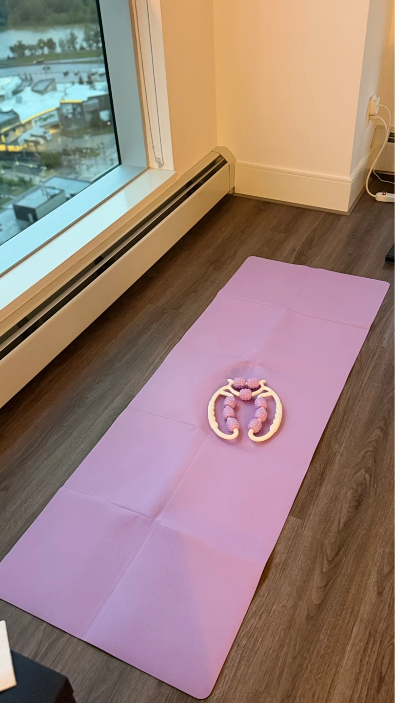 Purple Yoga Mat with Roller Massager