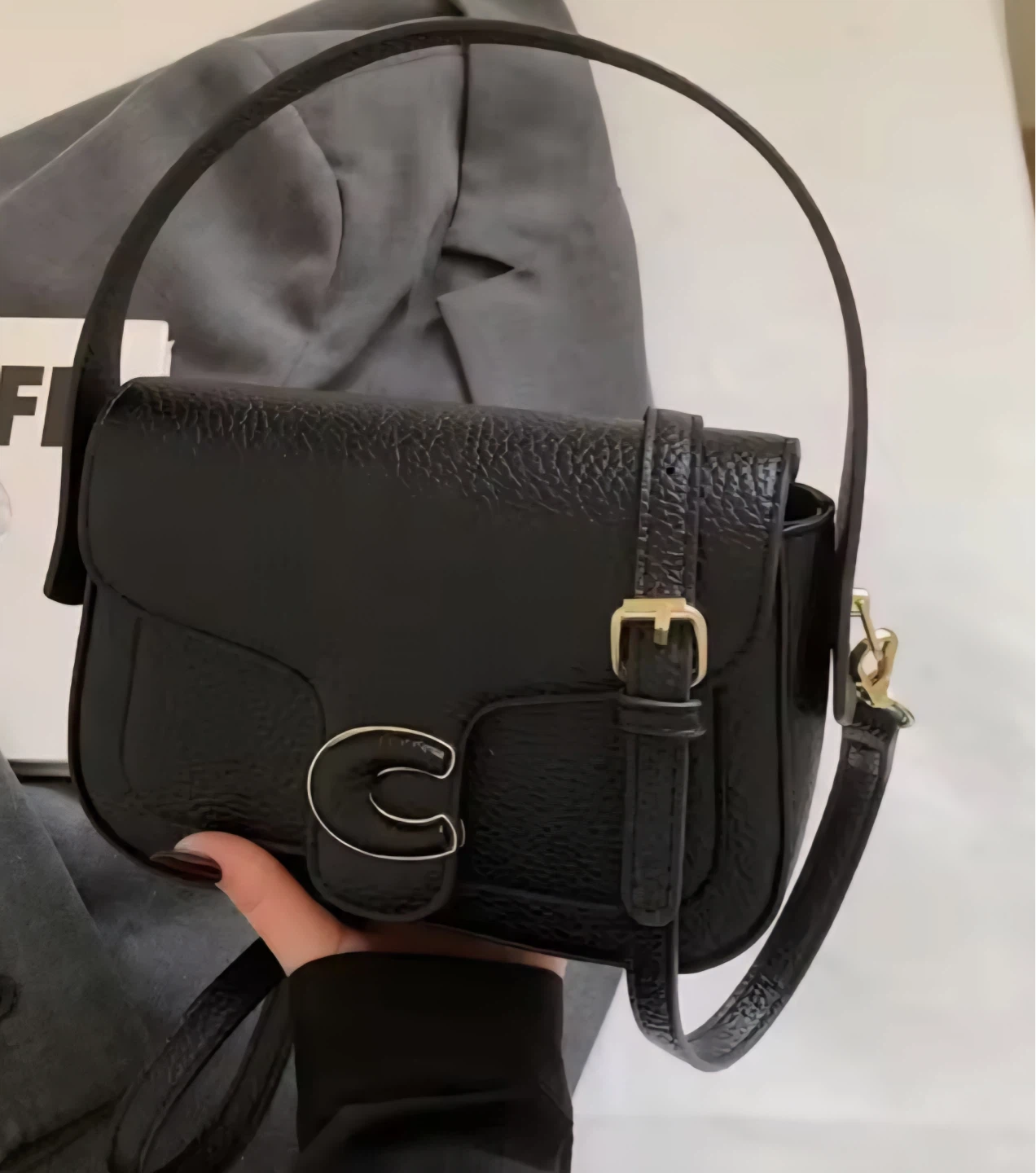 Brand inspired Black Shoulder Bag
