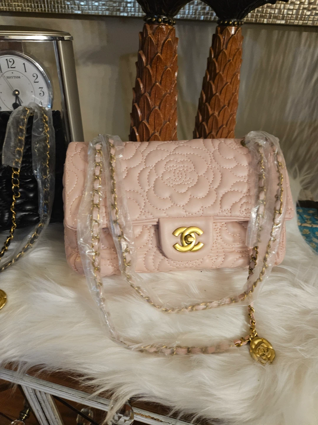 Brand inspired Quilted Rose Pattern Flap Bag - Pink - photo 2