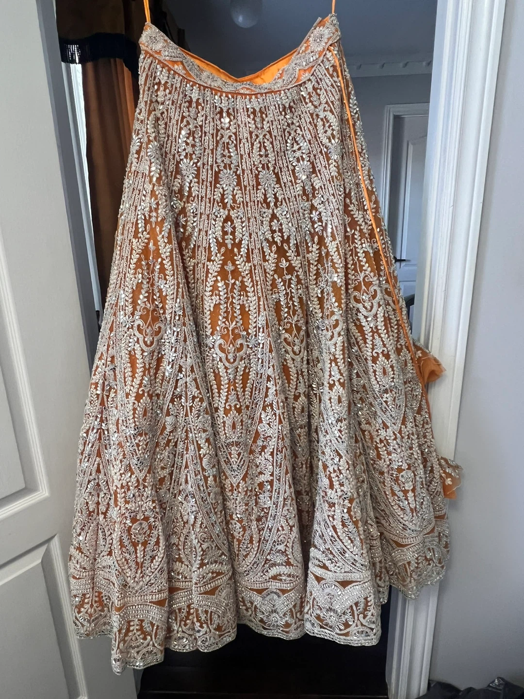 Orange Embroidered Lehenga Choli Dupatta Set