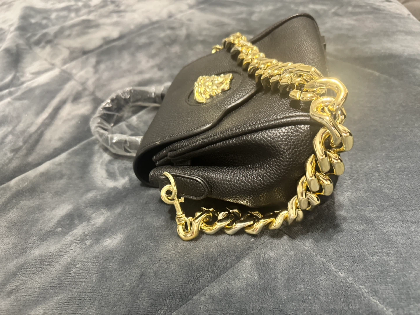 Black Versace Handbag with Gold Chain - photo 3