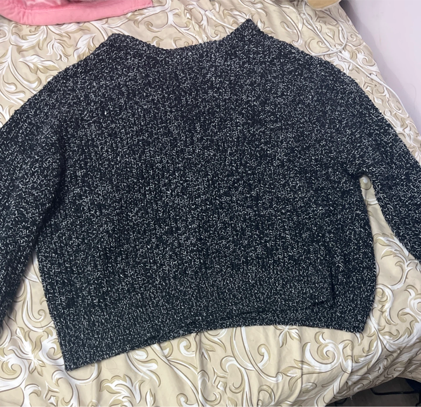 Black and White Marled Knit Sweater