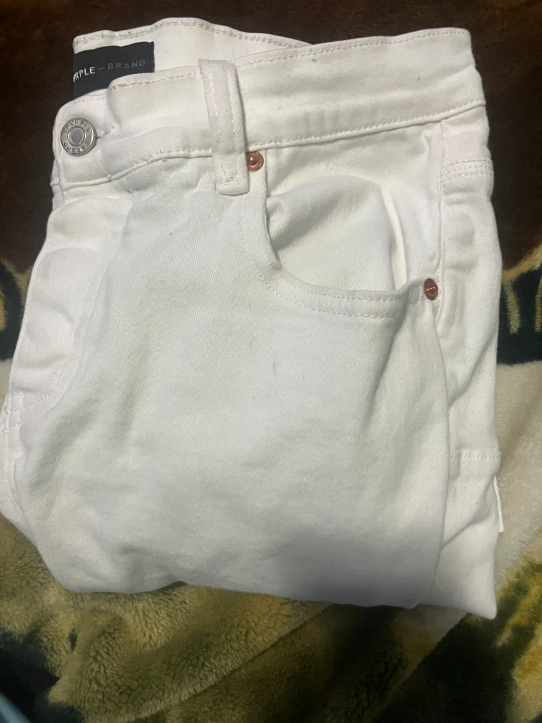 Purple Brand White Cropped Fit Jeans