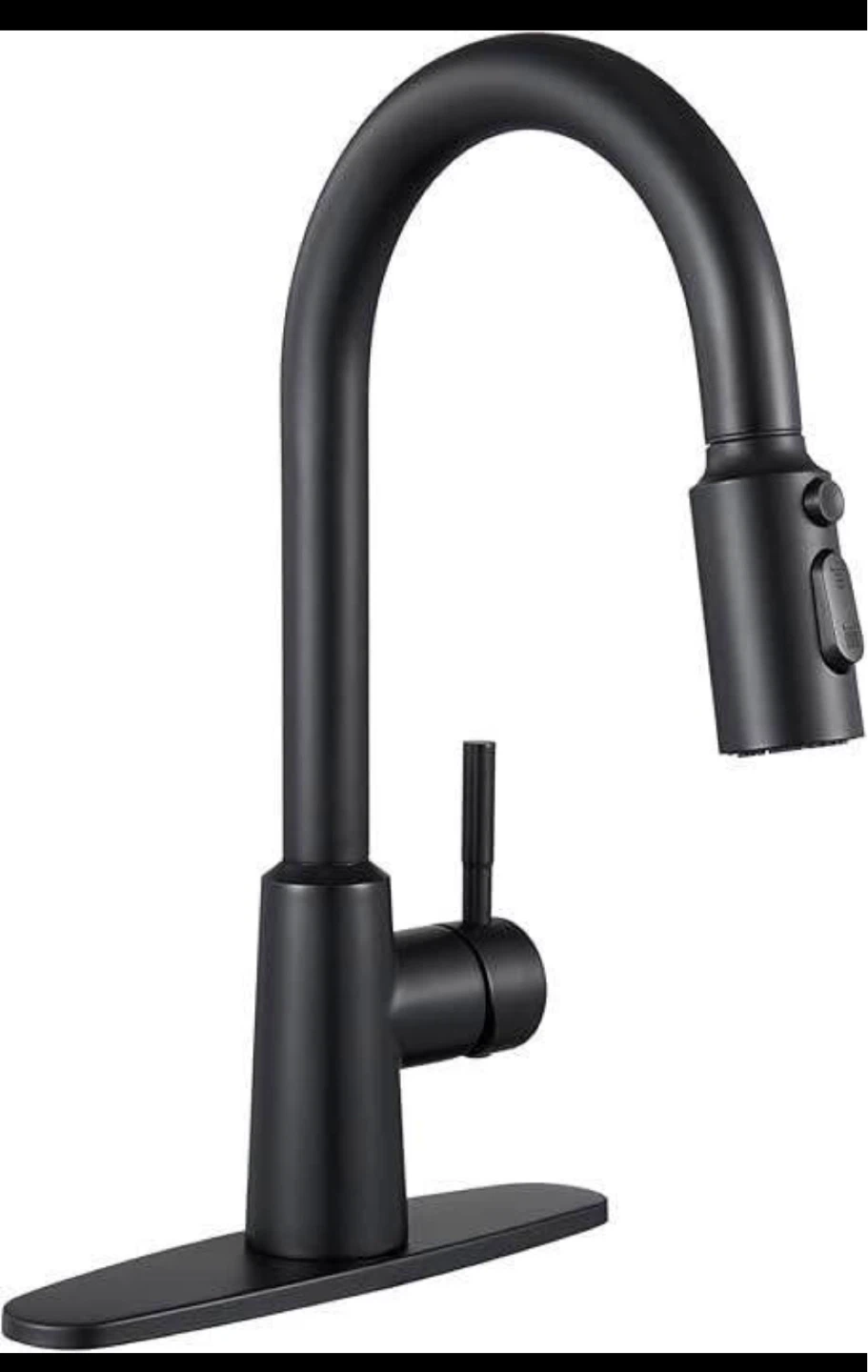 Black Pull-Down Kitchen Faucet with High Arc