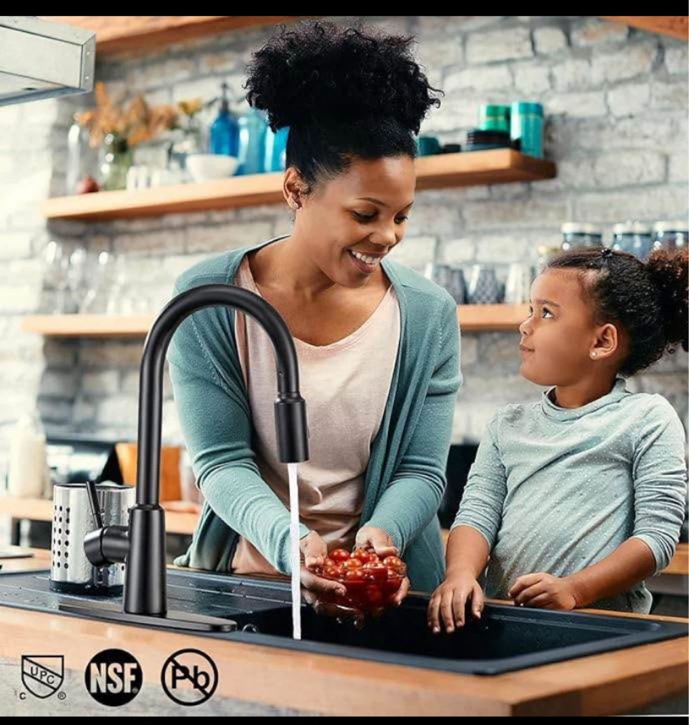 Black Pull-Down Kitchen Faucet with High Arc - photo 2
