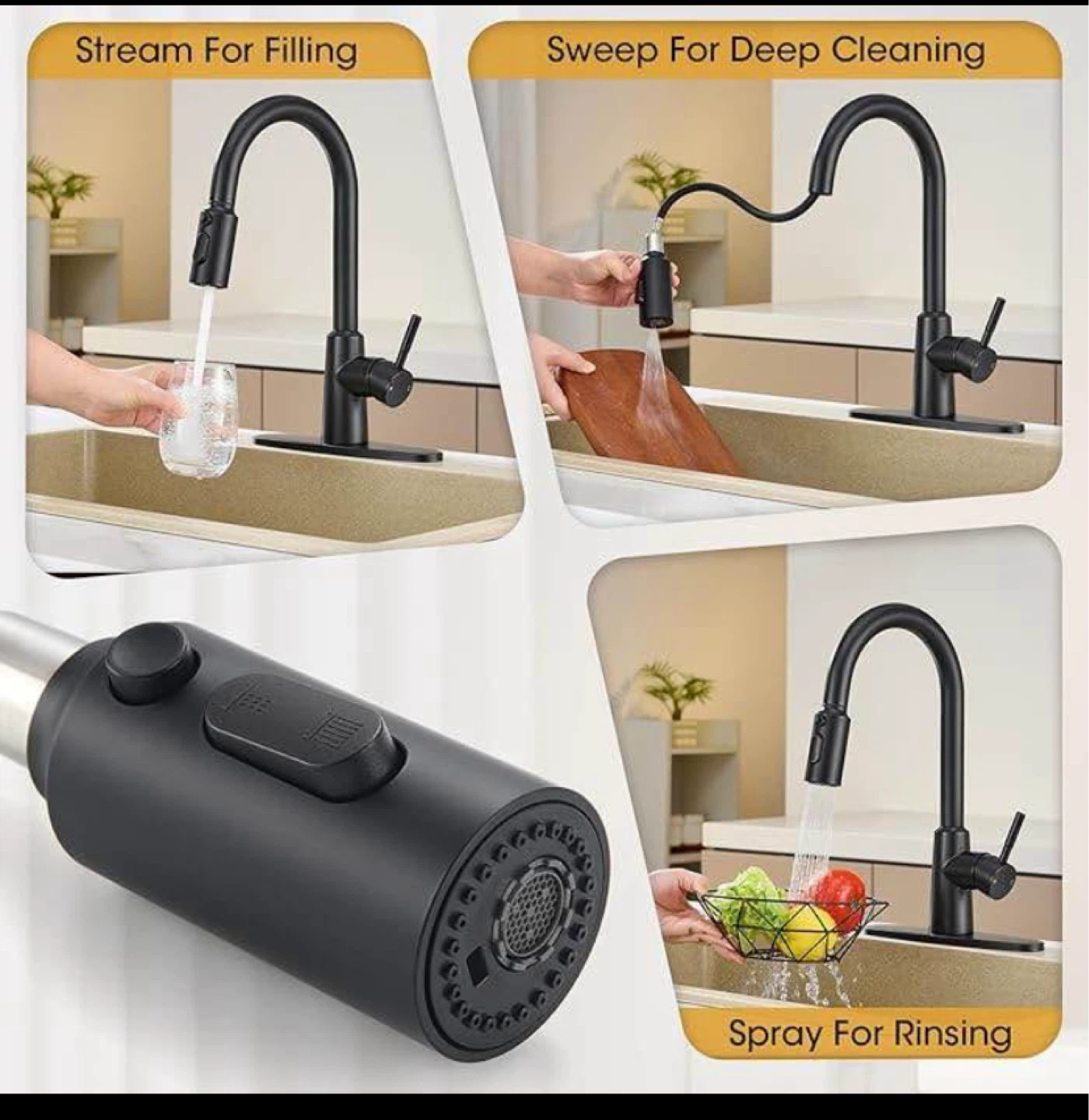 Black Pull-Down Kitchen Faucet with High Arc - photo 5