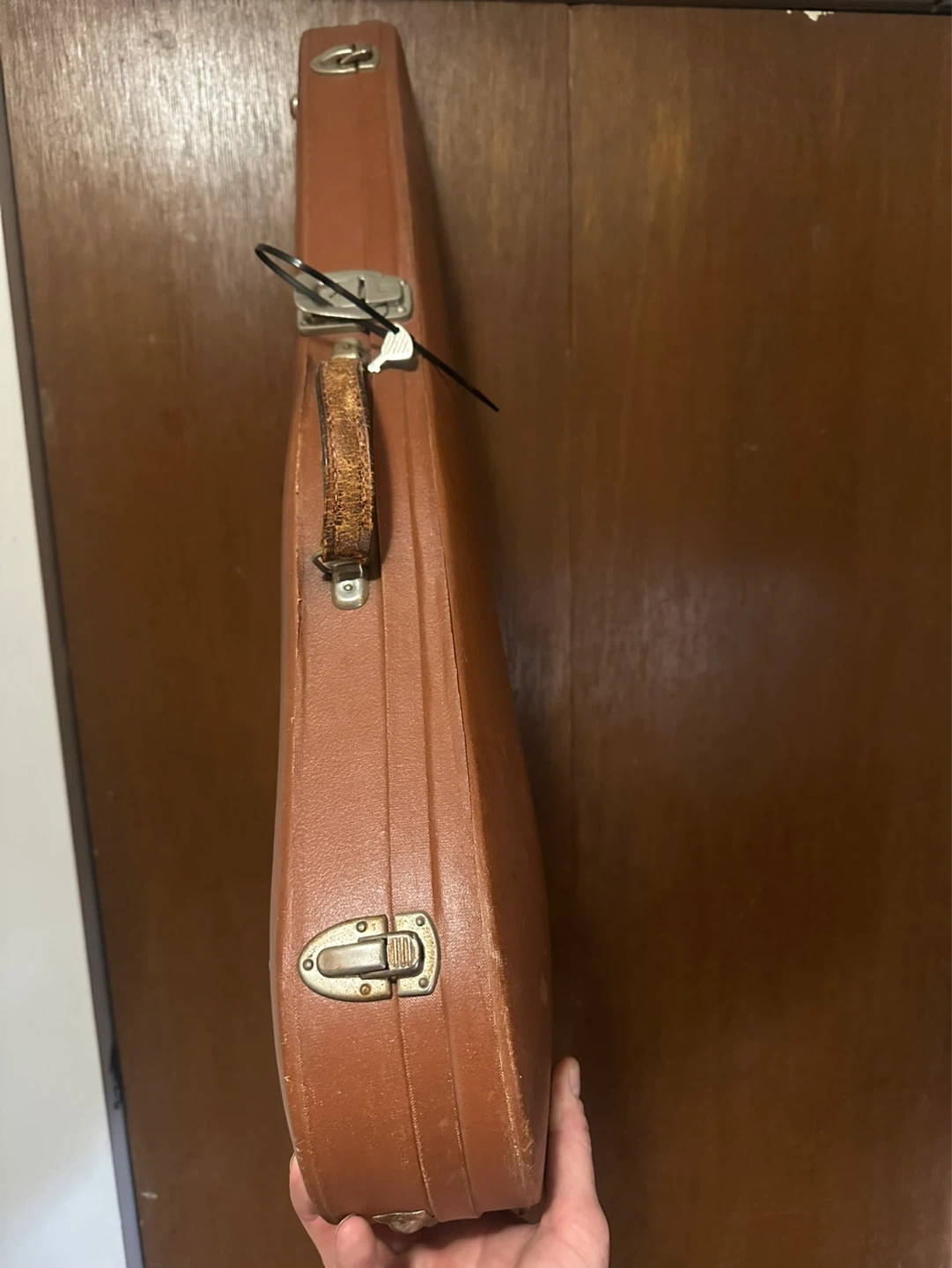 vintage hard brown violin case with original key