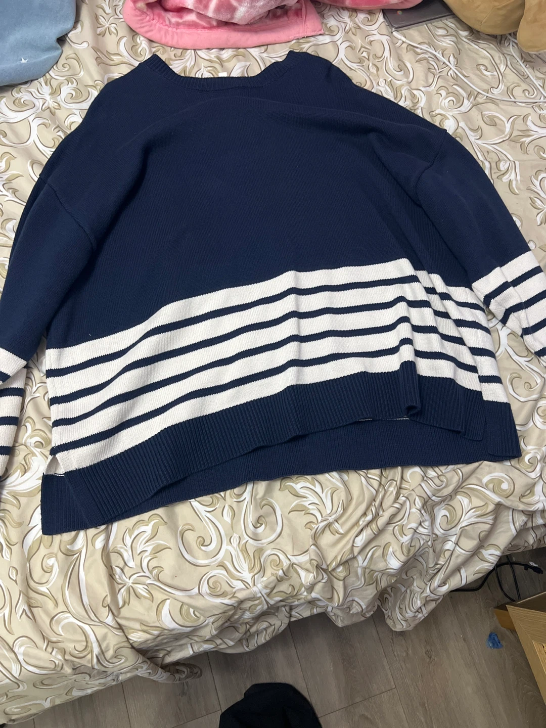 Navy and White Striped Sweater