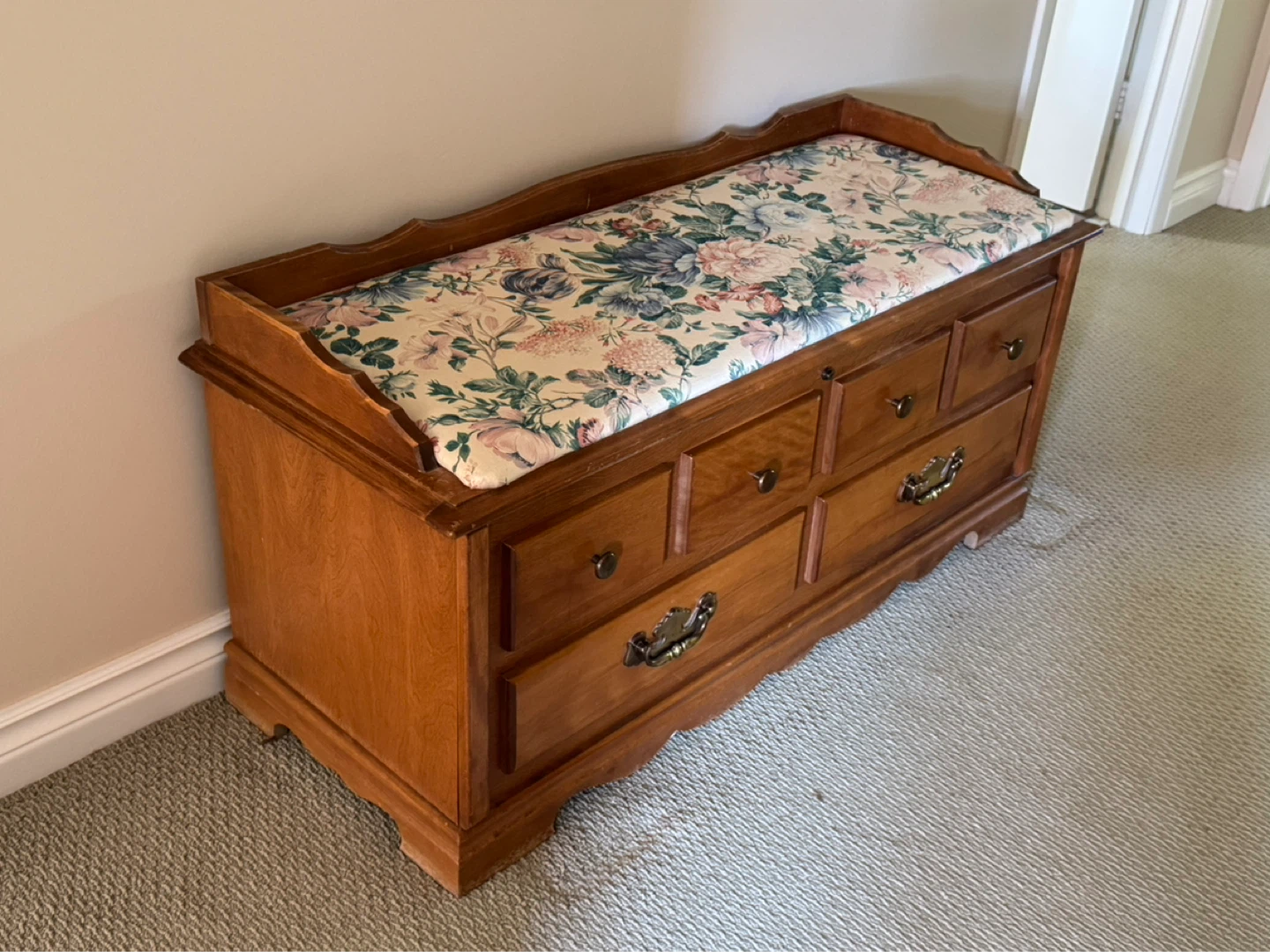 Wooden Storage Chest with Padded Seat - photo 2
