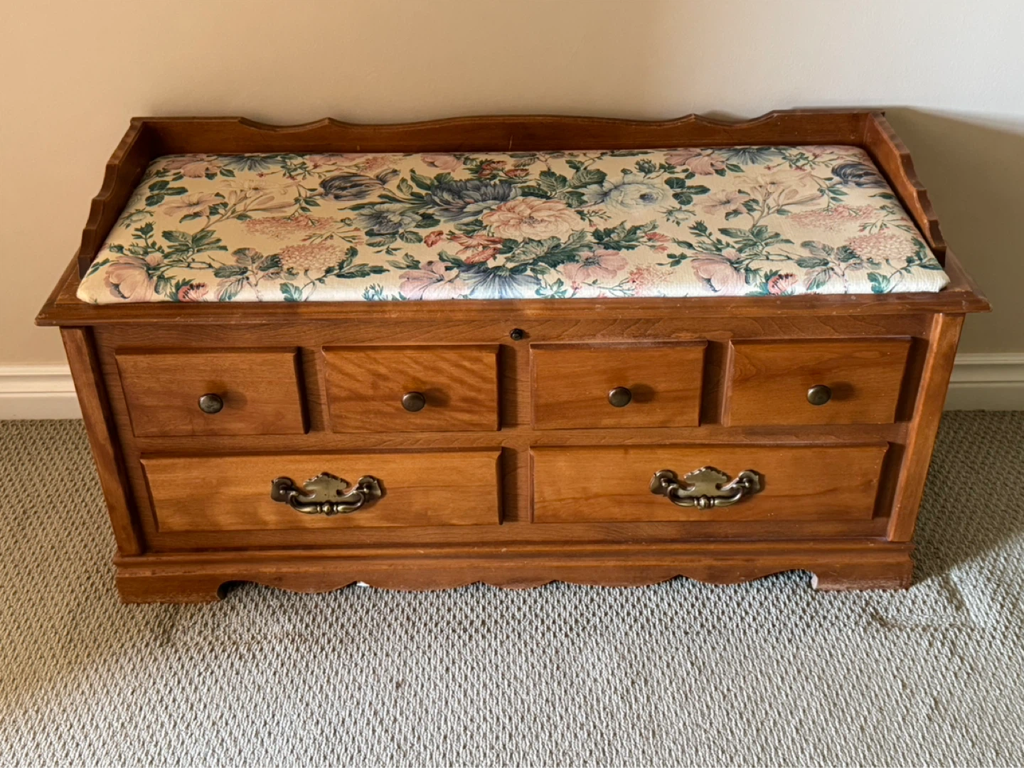 Wooden Storage Chest with Padded Seat