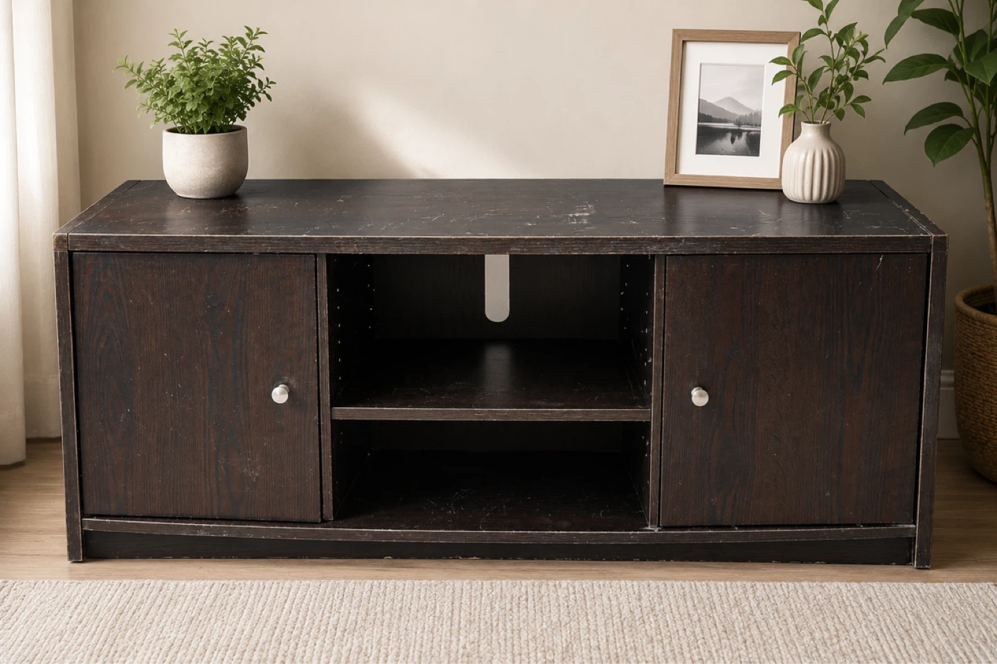 Dark TV Stand / Media Console – Solid & Functional