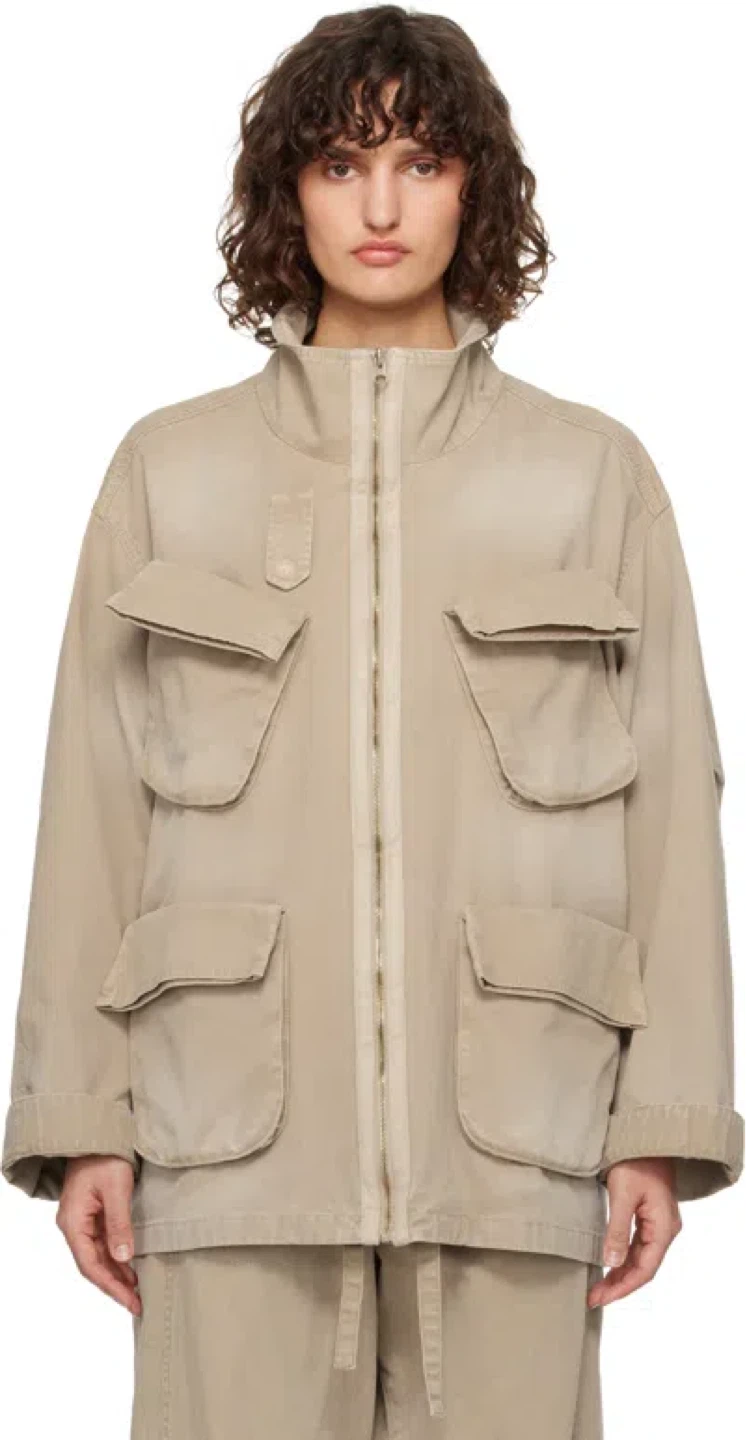 Open YY Natural Cargo Pocket Field Jacket